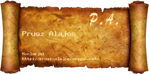 Prusz Alajos névjegykártya